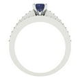 thumbnail image 4 of 0.85 ct Brilliant Round Cut Blue Sapphire 14k White Gold Solitaire with Accents Engagement Bridal Wedding Ring Band Set size 6.75, 4 of 7