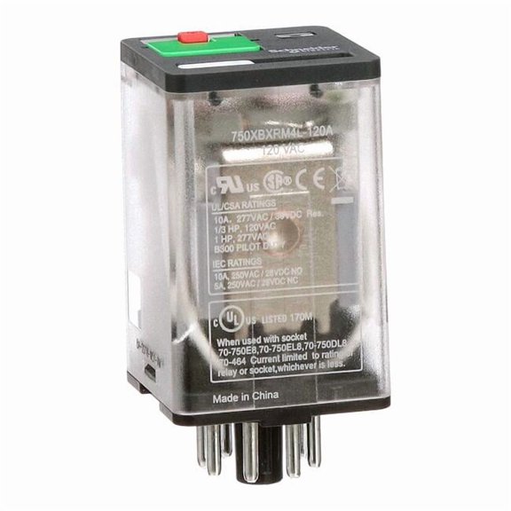 Plug-In, General Purpose Relay, Octal, 10 A, 8 Pins, Pin