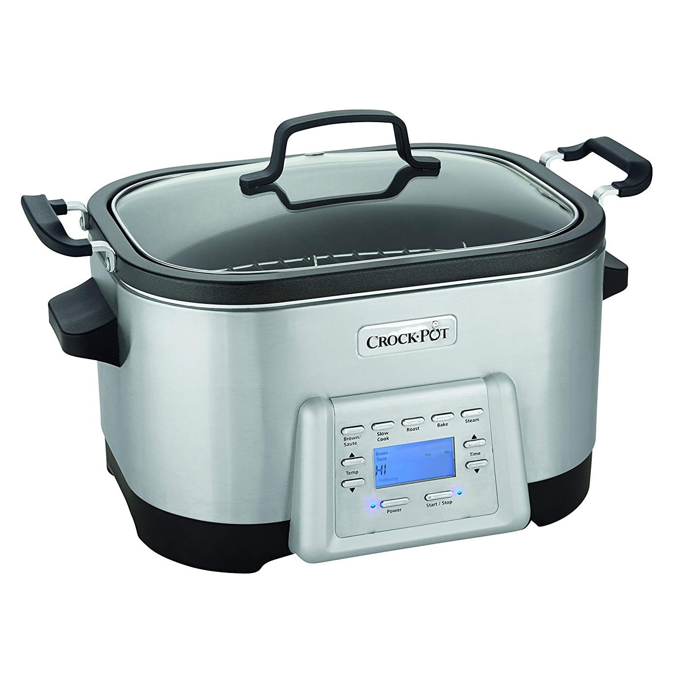 Crock Pot Versatile Large 6 Quart 5 in 1 Non Stick Stainless Steel Multi Cooker