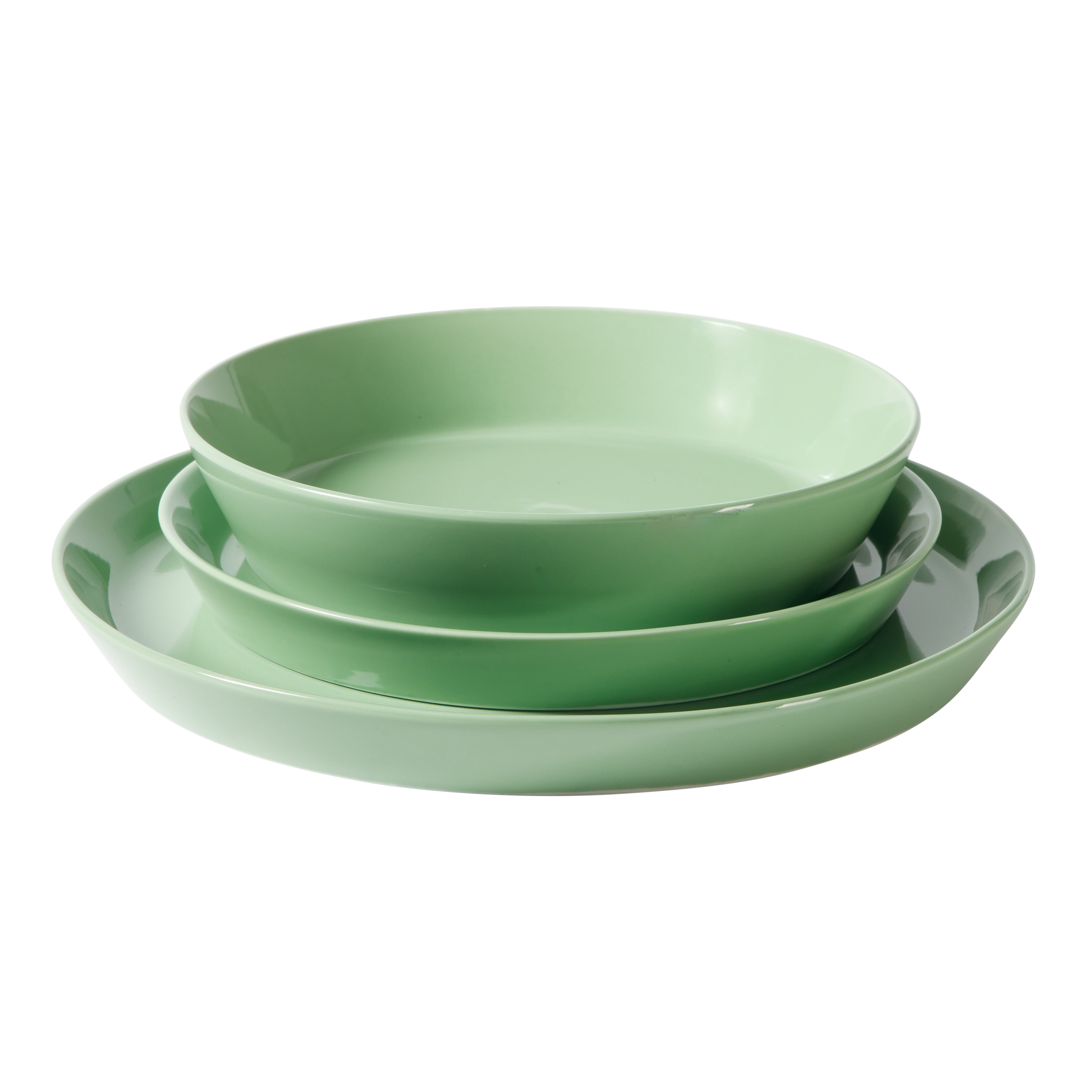 Martha Stewart Everyday Faretta Green 12-Piece Fine Ceramic Dinnerware Set