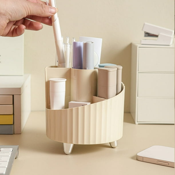 pstuiky Organizador de maquillaje giratorio de 360 grados bandeja transparente para guardar cosméticos con compartimento organizador para brochas de maquillaje brillo de labios mueble de baño