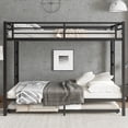 thumbnail image 2 of Queen over Queen Metal Bunk Bed with Twin Trundle, Space-Saving Triple Sleeper, Noise-Free Design, No Box Spring Needed, Black, 2 of 7