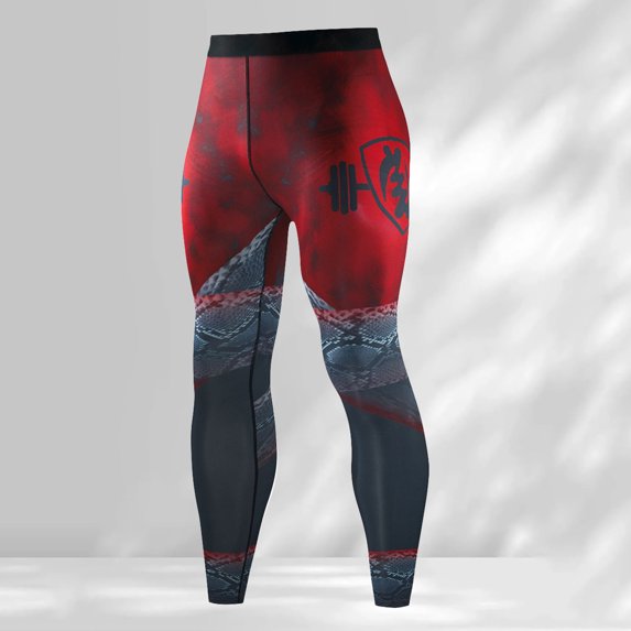 IWRICH Men's Gym Compression Pants Running Tights Yoga Leggings for Athletic Workout 02-Red M