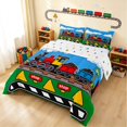 thumbnail image 2 of Erosebridal Train Queen Comforter Set, Steam Engine Comforter Sets Queen, Green Cartoon, Polka Dots Reversible 3pcs 1 Comforter and 2 Pillowcases, 2 of 6