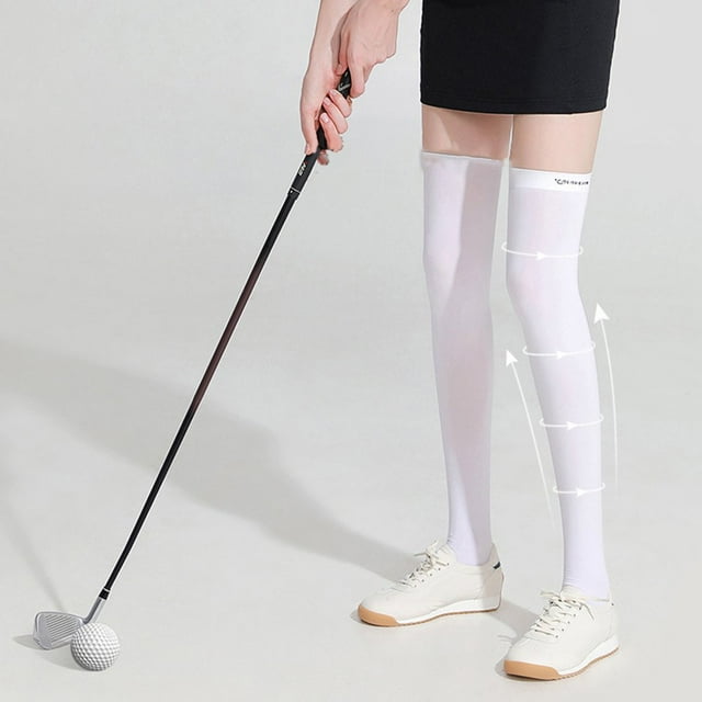 1 Pair Sports Socks Breathable Sun Protection Nylon Summer Ice Silk Sunscreen High Socks for Outdoor Black