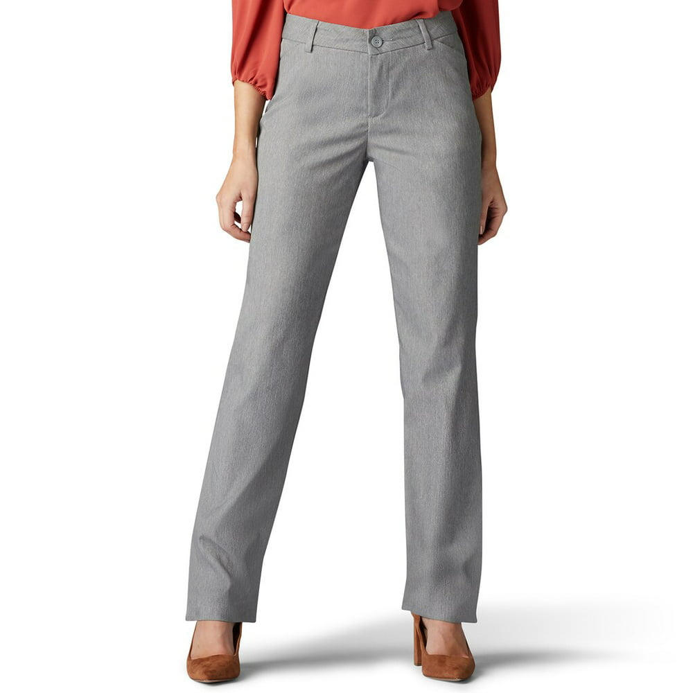 Lee - Women's Lee Wrinkle-Free Relaxed Fit Straight-Leg Pants Ash ...
