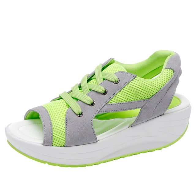 Amzcrzy Zapatos de mujer,Zapatos de mujer,Zapatillas de mujer, Sandalias con cordones para mujer, suela gruesa, tacón bajo, transpirables, de malla, cómodas y casuales. Sandalias Mujer Zapatillas De