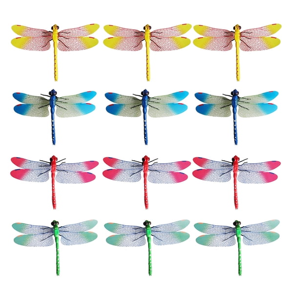 20pcs Figuras de libélulas artificiales Jardín Decoraciones de libélula Decoraciones Dragonfly Adorns