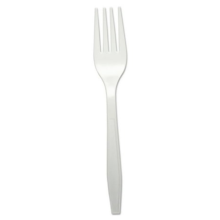 Medium Weight Polypropylene Cutlery Fork - Heavyweight Polypropylene Cutlery, Fork, White, 1000/Carton