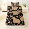 thumbnail image 3 of Erosebridal Capybara Twin Sheet Sets,Rustic Plant Pink Flowers Bedding For Girls Kids 3-Piece, 3 of 6