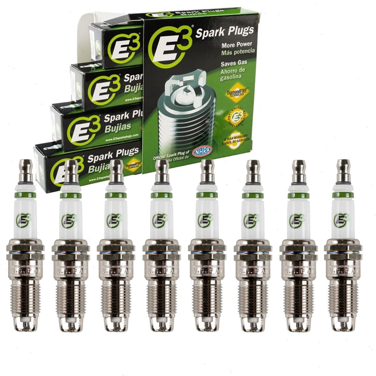 8 pc E3 Spark Plugs compatible with Chevrolet Corvette 5.7L 6.0L 6.2L 7.0L V8 1993-2013