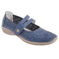 thumbnail image 1 of Boulevard - Zapatos Casuales de Cuero Cierre Adhesivo Diseño Perforado para Mujer (Azul), 1 of 2