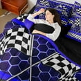 thumbnail image 4 of Castle Fairy Racing Car 7-Piece Twin Teens’ Geometric Plaid Abstract Hexagon Ultra Soft Bedding Set, 4 of 8