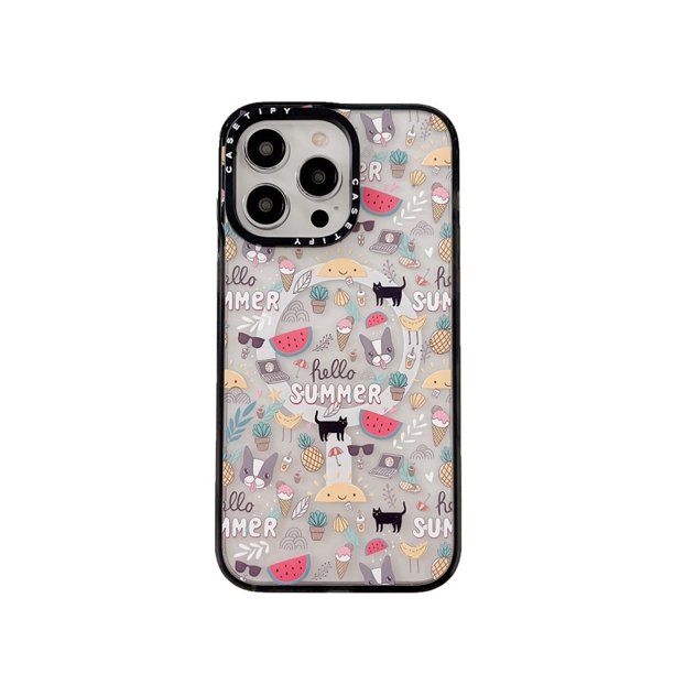 Hello Summer Funda De Absorción Magnética Acrílica Para iPhone 11 12 13 Pro Max 14 Plus 14 Protección Transparente De Moda
