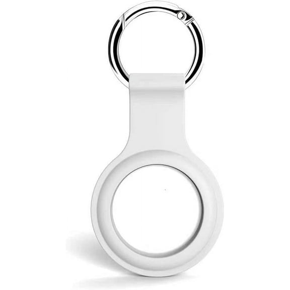 Compatible with AirTag Case Protective Bumper Case with Keychain Ring Holder for Air Tags Silicone Waterproof Protector AirCovered Compatible for AirTag (2021) White