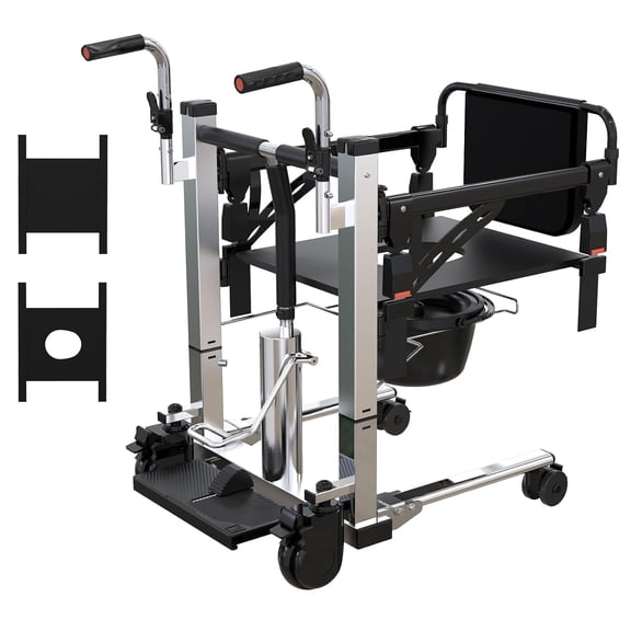 Patient Lift Transfer Chair, Patient Lift Transfer Wheelchair for Home, Hoyer Lifts for Home Use, Patient Lift for Home,Bathroom Wheelchair with 180° Split Seat for Elderly