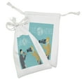 thumbnail image 2 of Paparazzi Fabric Pouch Set of 2, Live News with Cameraman and Reporter Broadcasting Journalism, Small Drawstring Bag for Toiletries Masks and Favors, 9" x 6", Turquoise Grey, by Ambesonne, 2 of 2