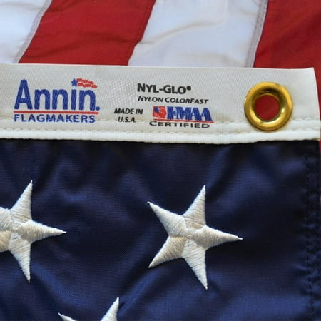 Annin 3x5 Foot Heavy Duty Nylon Outdoor American Flag 100% Made in USA By American Workers