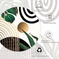 thumbnail image 3 of Abstract Emerald Green Shower Curtain Set 71Wx71H Inches Mid Century Modern Minimalist Tropical Leaves Geometric Contemporary Polyester Waterproof Bathroom Curtain with 12 Hooks, 3 of 6