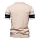 thumbnail image 3 of Ceisia Vertical Stripe Knit Top Men's Slim Fit Short Sleeve Casual Button-Down Shirt Beige M Gifts, 3 of 7