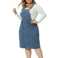 thumbnail image 2 of DARING DIVA Plus Size Button Front Strap Suspender Jean Skirt 1X Gray Blue, 2 of 6