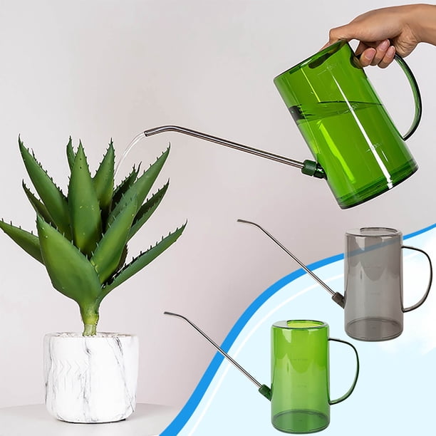 Regadera de Plástico de 1,5 L con Pico Largo - Maceta para Plantas de Interior y Exterior, Suculentas y Bonsáis - Mango de Fácil Agarre y Marcas de Medición