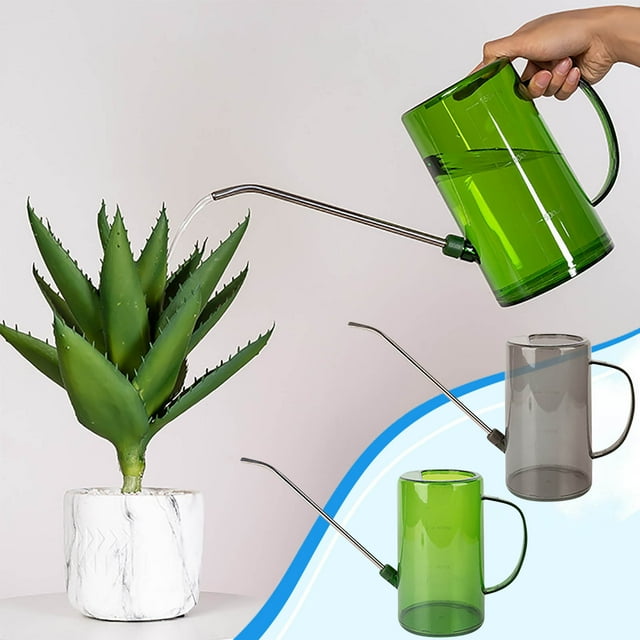 Fiudx Regadera de Acero Inoxidable, Diseño de Pico Largo, Control Preciso Del Riego, Construcción de Plástico Ligero, Tapa de Fácil Llenado, Cuidado de Plantas de Jardín o Interior, Capacidad de 1.5