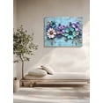 thumbnail image 5 of Spring Purple Flowers Wall Art for Living Room,Canvas Picture Wall Decor for Bathroom Bedroom,Floral Mottled Teal Wall Retro Painting Artwork for Office Kitchen Hallway Dining Room Home Decor 16"x20", 5 of 8