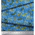 thumbnail image 3 of Soimoi Blue Cotton Duck Fabric Seal Leaves Printed Fabric 1 Yard 44 Inch Wide, 3 of 3