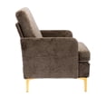 thumbnail image 5 of Accent Chair, Modern Cut Pile Thick Cushion Upholstered Single Sofa Chair Armchair with Storage Side Pocket and Golden Metal Legs, Comfy Leisure Lounge Chair for Bedroom Office, Apartment, Brown, 5 of 7