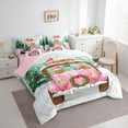 thumbnail image 3 of jejeloiu Cute Bear Bedding Comforter Set 7-Piece,Pink Xmas Truck King Bedding Sets,Happy Christmas Bed Sheets For Girls,Microfiber Bedroom Decor Reversible, 3 of 8