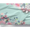 thumbnail image 3 of Soimoi Green Cotton Jersey Fabric Ranunculus & Chrysanthemum Floral Printed Fabric 1 Yard 64 Inch Wide, 3 of 3