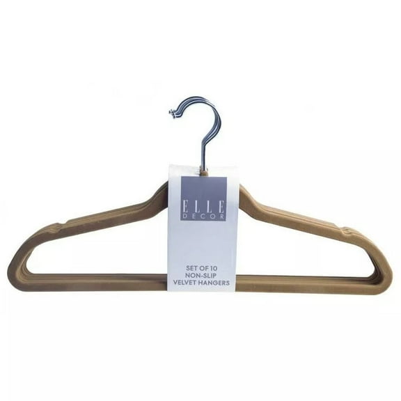 Set of 10 Non-Slip Velvet Hangers Brown