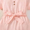 thumbnail image 6 of Toddler Baby Girls Summer Clothes 5T Girls Short Sleeve Round Neckline Dress 5T Girls Solid Color Dress Pink, 6 of 7