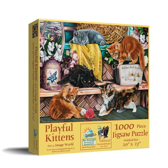 SUNSOUT INC - Playful Kittens - 1000 pc Jigsaw Puzzle by Artist: Image World - Finished Size 20" x 27" - MPN# 42920
