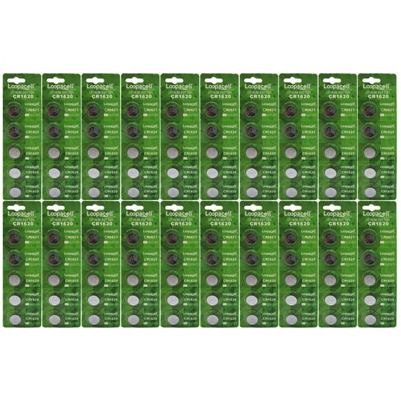 100 x Loopacell Lithium Battery CR1620 1620 Button Cells, 20 x Packs of 5 Batteries