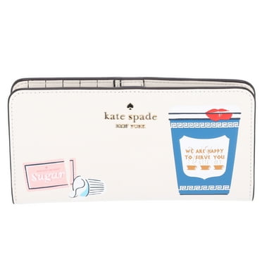 Kate Spade New York Coffee Break Large Slim Bifold Wallet Leather Cream Multi