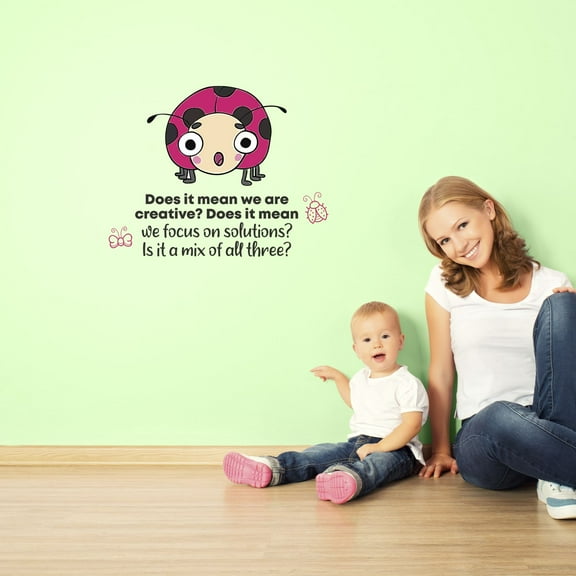 Creative Lady Bug Animal Life Quote Cartoon Quotes Decors Wall Sticker Art Design Decal for Girls Boys Kids Room Bedroom Nursery Kindergarten Home Decor Stickers Wall Art Vinyl Decoration (35x40 inch)