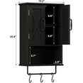 thumbnail image 3 of Farmhouse Medicine Cabinet, Bathroom Wall Cabinet with Adjustable Shelf, Towel Bar, 3 Hooks, Over The Toilet Storage Cabinet for Bathroom, Kitchen, 19.3''L, Black, 3 of 13