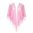 thumbnail image 1 of Chales y envolturas INSPIRE CHIC para vestidos de noche, bufandas triangulares de encaje con flecos para bodas y fiestas formales 70.9"x27.6" Rosa, 1 of 5