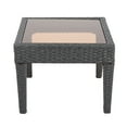 thumbnail image 2 of Outdoor Wicker Side Table - Grey Accent Table for Patio, Balcony, or Garden - 20"x20"x15" - Powder-Coated Iron Frame & Tempered Glass Top, 2 of 7