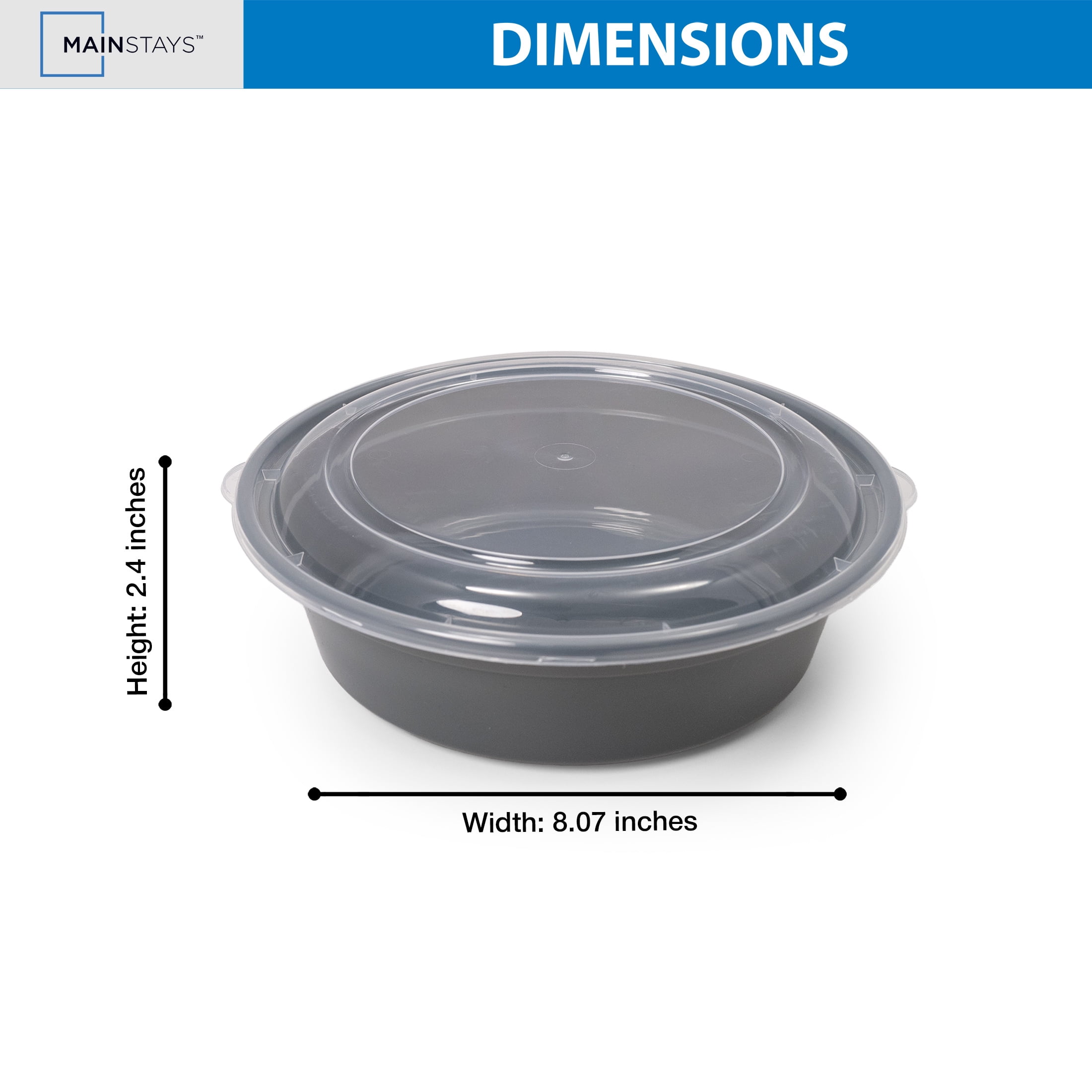 Mainstays 5-Pack Round BPA-Free Plastic Meal Prep Food Storage Containers, 1L, Soothing Grey