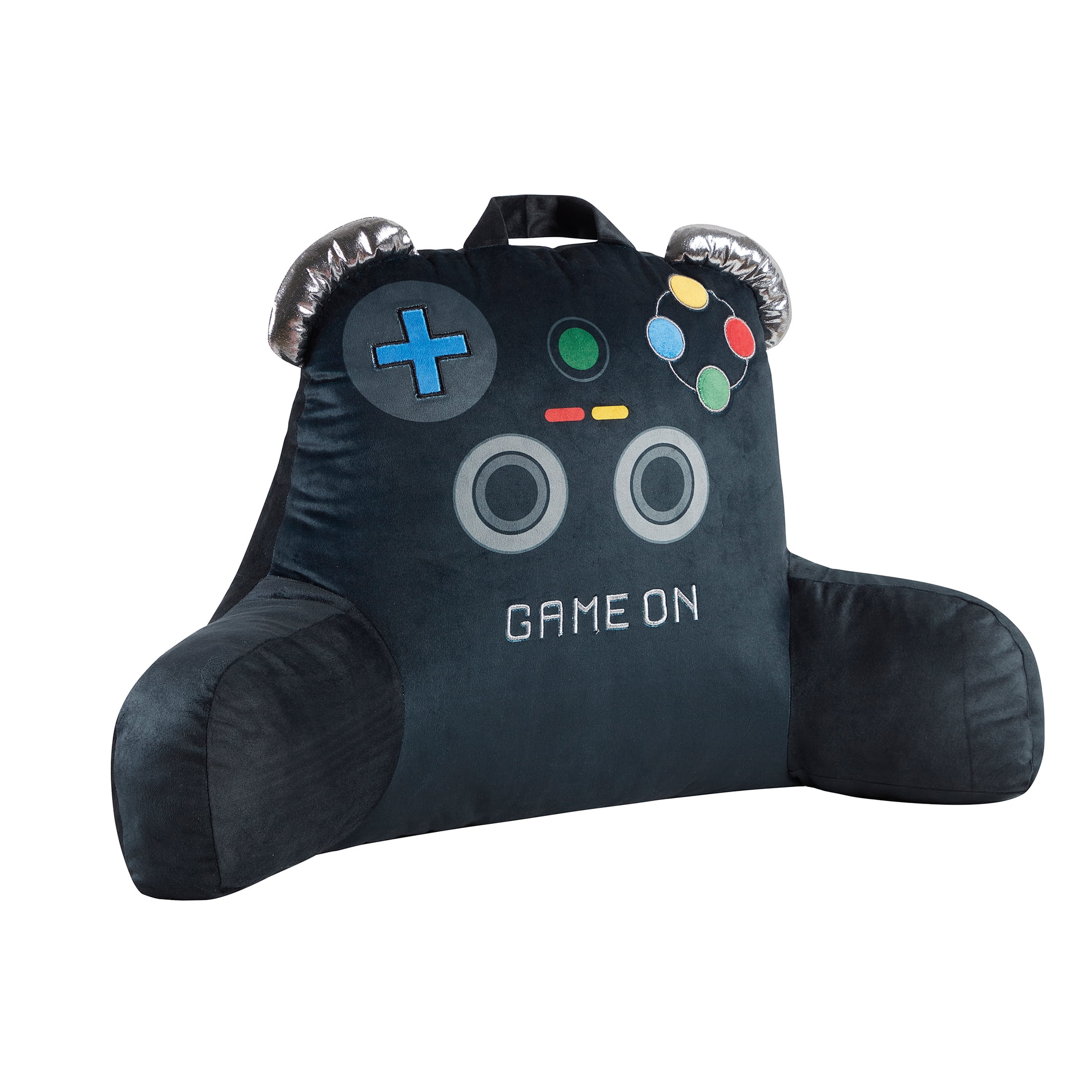 Your Zone 21.25" x 21" Black Gamer Backrest Lounger Pillow