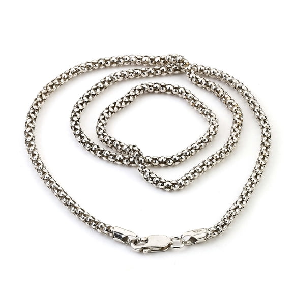 Solid 925 Oxidized Sterling Silver Italian Popcorn Coreana Chain 2.5mm