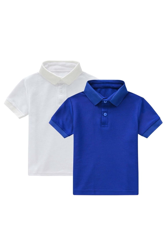 Kids Short Sleeve Tops Button Turn-down Collar T-shirts Boys and Girls Tees,2 Pack,Size 1-13 Years