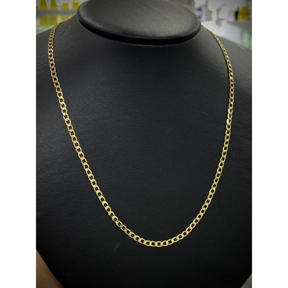 Miami Curb Necklace For Womens Mens Chains 14K Gold Filled Fashion Cadena 24" Stylish