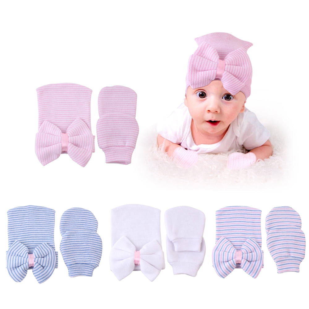infant hat and gloves