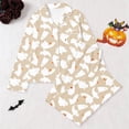 thumbnail image 3 of CONZONE Halloween Womens Pajamas Set Printed Long Sleeve Button Down Tops with Pants Hallowmas Sleepwear Cozy 2 Piece Pjs Set for Women, 3 of 3