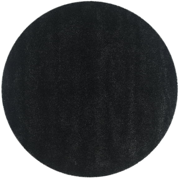 SAFAVIEH California Plush Solid Shag Area Rug, Black/Ivory, 4' x 4' Round
