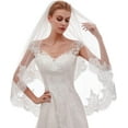 thumbnail image 3 of CoCoMangos House Fingertip Length 2 Tier Mantilla Lace Bridal Wedding Veil L65, 3 of 7